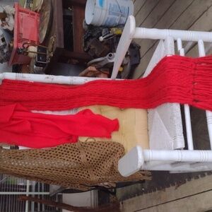 Set of 3 Brown And Red Scarves/Shawls